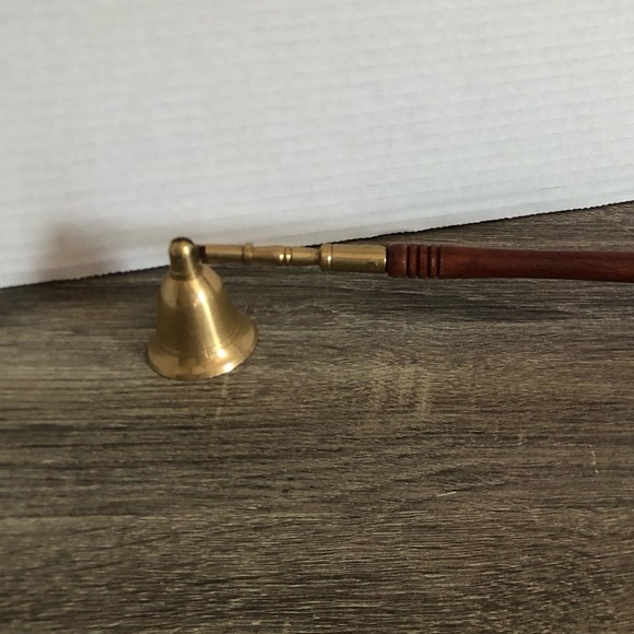 Vtg Brass and Wood Candle Snuffer - Picture 4 of 16
